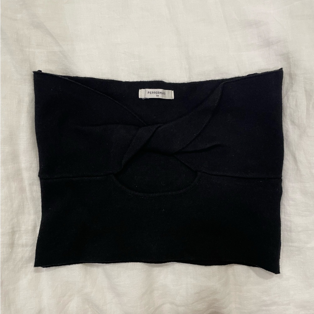Black Knit Wrap Tube Top